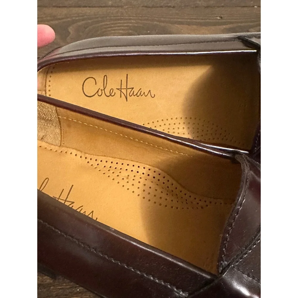 Cole Haan Pinch Tassel Kiltie Burgundy Leather Loafers Mens 10.5 EEE 03507 New